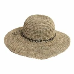 Wholesale 🔔 Hats & Caps 👩 Women's Dorfman-Pacific Rayne Crocheted Seagrass Sun Hat 🎉
